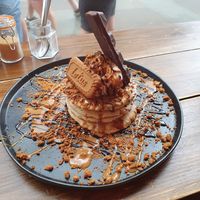 Lotus bueno pancake stack at Hampton & Vouis in Manchester