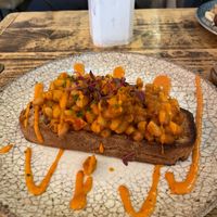 Homemade spicy beans sourdough at Hampton & Vouis in Manchester
