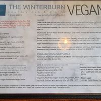 Separate vegan menu at The Winterburn in Halifax