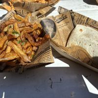 Vegan wrap and frites   at Cool Cats in Chamonix-mont-blanc