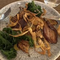 Then highlight of oyster mushrooms, with sweetly roasted shallots, potatoes, parsnips and kale with creamy lentil sauce  at Wedgwood in Edinburgh