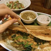 Inside vegan keema dosa  at Masala Dosa Street Kitchen - MDSK in Phnom Penh