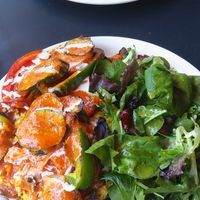 Veggie kebab platter at Tangier Cafe in Great Barrington