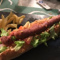 Vegan hot-dog at Legends Cafe in Lugo