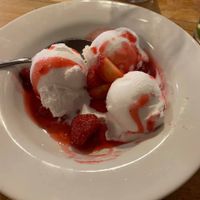 Coconut sorbet & strawberries  at The Windhover in Northampton