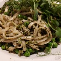Another vegan option. Taglitelli with pea shoots at The Hedgehog in Lichfield