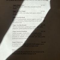 Vegan menu as of June 2022   at Cafe Society in Queenstown