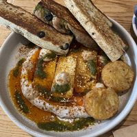 Turkish brunch (too much fat - half the yoghurt should have been hummus imo)   at Cafe Society in Queenstown