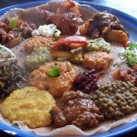 Option 22 on the menu (front) and  the meat mix (back) at Asmara in Eindhoven