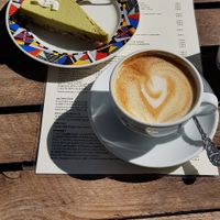 Raw Cake + Soy Cappuccino at vevi Café - vegan specialities in Cologne
