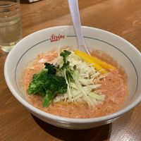 Tomato broth vegan ramen at Stripe Noodles in Chatan