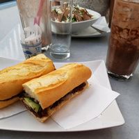 veg 3 sandwich and cold soya chocolate at Popolo in Mykonos