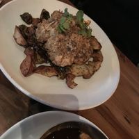 Fried cauliflower, red potatoes and Brussel Sprouts with mushroom gravy.  at Southern Social in Vero Beach