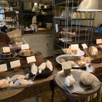 Front desk area with many vegan desserts at Ploughman's Lunch Bakery in Okinawa