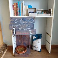 Little dogfood station at the door. This is a place that really cares about animals, and the food is wonderful! at BioWinds in Fuengirola