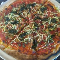 Vegan pizza at Cha Chi's in Placencia