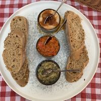 Mashed beans, zacusca and eggplant salad  at Kulinarium in Sibiu