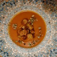 Pumpkin soup at Kulinarium in Sibiu