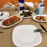 Tabouleh salad and dolmadakia and vegetables. at Noah's Ark in Kos