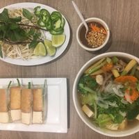 Pho and spring rolls at Pho 36 in Corona