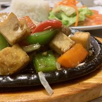 Sizzling Tofu! Comes with Rice and Veggies at Pho 36 in Corona