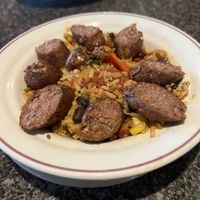  Veggie jambalaya with a veggie brat added for an up charge   at Attic On Adams in Toledo