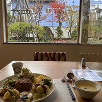 Lovely view of the garden   at Cafe Necessite in Ojiya