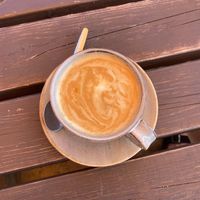 Soya flat white  at The Garlic Farm in Sandown