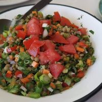 Lentils salad with vegetables at Markakis Restaurant - Piso Livadi Paros in Paros