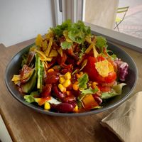 The week’s special bowl, really good! The protein was some pulled oats -style thing which had a really nice flavour! at Vedans in Bayreuth