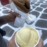 Crepe and scoop of ice cream   at Bon Bon Fait Maison - Maybe closed in Mykonos