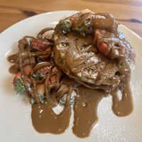 Vegan pancakes with biscoff spread and strawberries   at Cafe No 11 in Rayleigh