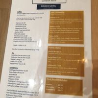 Drinks menu at Cafe No 11 in Rayleigh