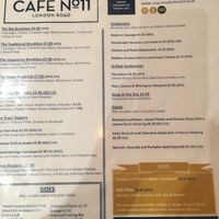 Food menu 2 (VG =vegan, VGO = veganisable) at Cafe No 11 in Rayleigh