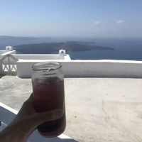 View from table at Aegeon Restaurant in Santorini
