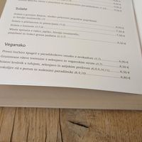 Vegan options in the menu.

Photo by: Urška P. on Facebook at Hiša Ančka in Slovenj Gradec
