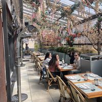 Outdoor roof deck, dining  at Catch in New York City