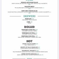 Vegan menu at Catch in New York City