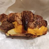 Vegan sausage, egg, and cheese croissant at Gregory's Coffee - 7th Ave in New York City