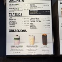 Coffee menu, lots of vegan choices  at Gregory's Coffee - 7th Ave in New York City