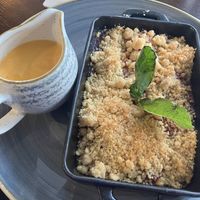 Allotment crumble w vegan custard  at The Old Farmhouse in Darlington