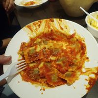 Vegan truffle ravioli with hazelnut ragú. at Pastificio Artigianale di Canneto in Genoa