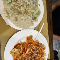 Two kinds of vegan ravioli  at Pastificio Artigianale di Canneto in Genoa