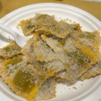 Vegan ravioli with walnuts veg sauce at Pastificio Artigianale di Canneto in Genoa