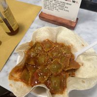 Vegan Ravioli with spicy Tomato Sauce  at Pastificio Artigianale di Canneto in Genoa