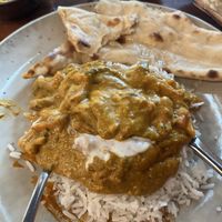 Korma with vegan naan and ricee  at India Ocean Restaurant  in Christchurch