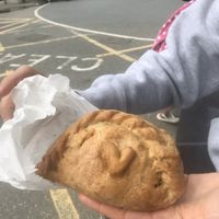 V for Vegan! Great vegetable pasty. at Sarah's Pasty Shop in Looe