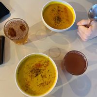 Carrot and pumpkin soup + juices   at Beaj Kafe in Brest