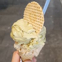 Hazelnut and pistachio at Fruit & Ice Cream Factory in Genoa