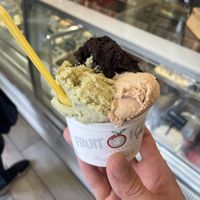 Pistaccio, dark chocolate, caramel  at Fruit & Ice Cream Factory in Genoa